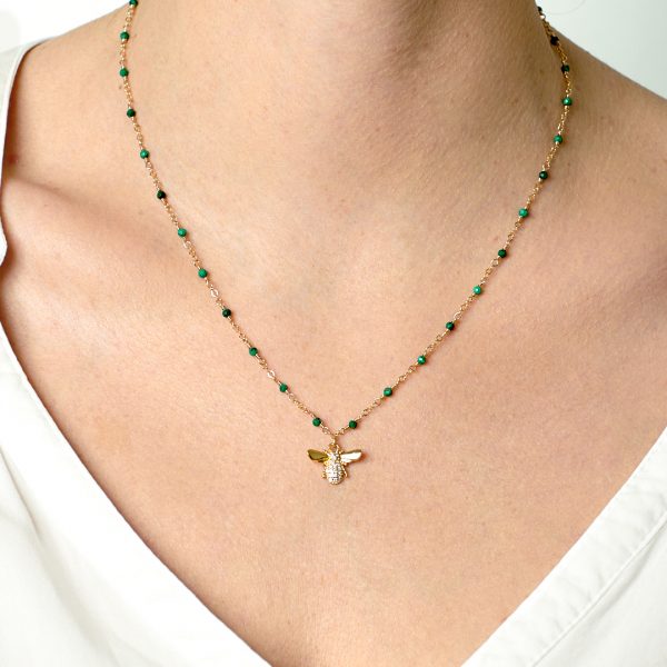 Collier Bee , vert ou bleu