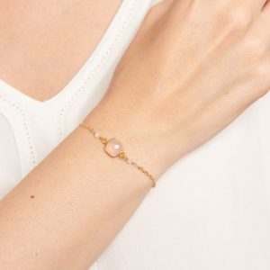 Une belle idée cadeau pour Maman Poule : Bracelet Square de Marianne Vey en quartz rose